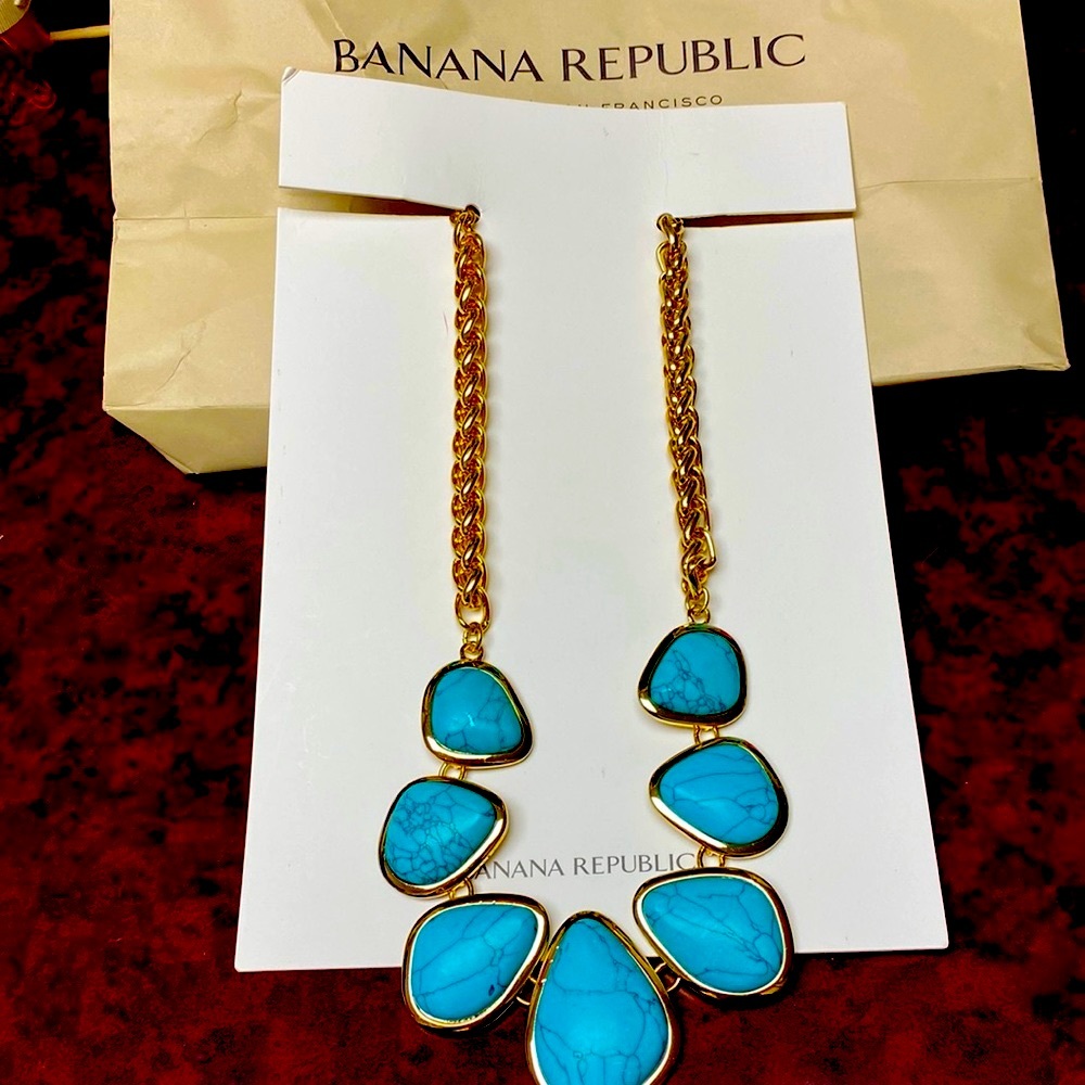 Banana Republic Luxe Turquoise Beach Statement Necklace NeverUsed - Picture 7 of 8
